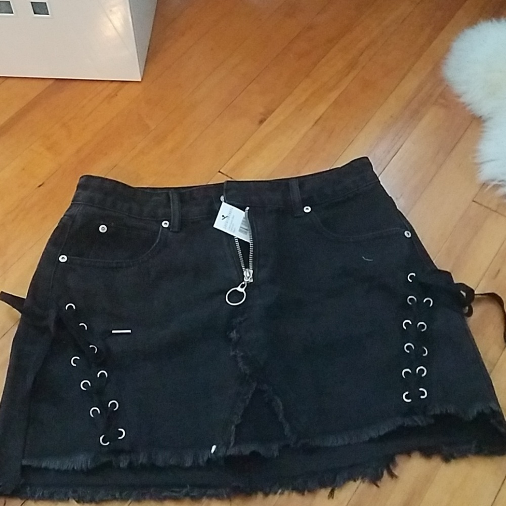 Fashion nova black denim skirt size small